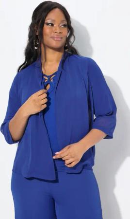 Ulla Popken Kurzjacke Chiffonjacke Oversized Schalkragen