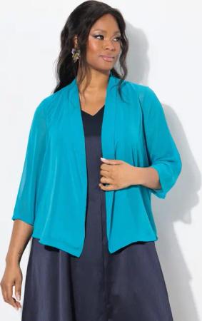 Ulla Popken Kurzjacke Chiffonjacke Oversized Schalkragen