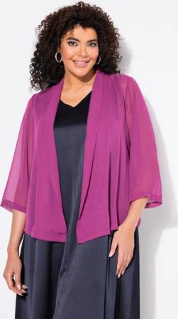 Ulla Popken Kurzjacke Chiffonjacke Oversized Schalkragen