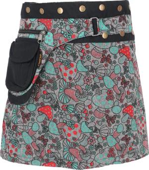 Guru-Shop Minirock Wickelrock, kurzer Pilz Print