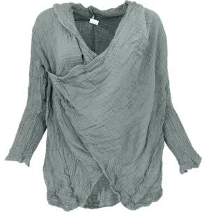 Guru-Shop Longbluse Musselin Boho Blusenjäckchen, Baumwoll..