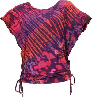 Guru-Shop T-Shirt Batikshirt mit Fledermausärmeln, lockeres..