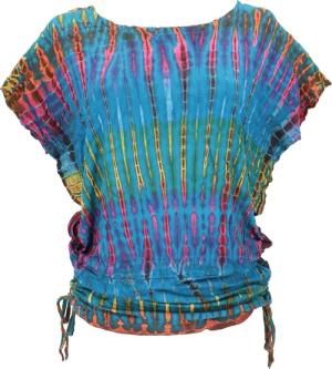 Guru-Shop T-Shirt Batikshirt mit Fledermausärmeln, lockeres..