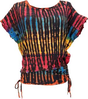 Guru-Shop T-Shirt Batikshirt mit Fledermausärmeln, lockeres..