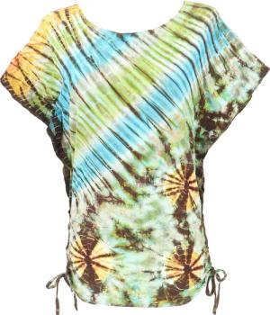Guru-Shop T-Shirt Batikshirt mit Fledermausärmeln, lockeres..