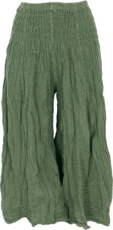 Guru-Shop Relaxhose Bequeme 3/4 Musselin Palazzohose,