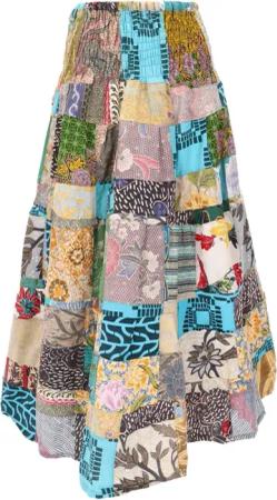 Guru-Shop Minirock Weit schwingender upcyceling Patchwork,..