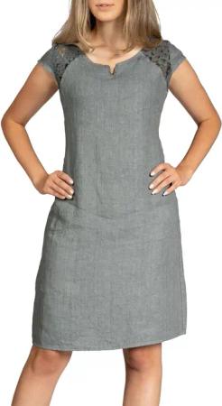 Caspar Sommerkleid SKL042 Damen Sommer Leinenkleid