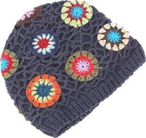 Guru-Shop Strickmütze Bunte Beanie, Baumwoll-Häkelmütze Granny