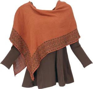 Guru-Shop Langjacke Lagenlook Poncho, bedruckter leichter