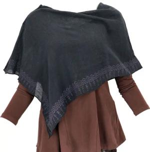 Guru-Shop Langjacke Lagenlook Poncho, bedruckter leichter
