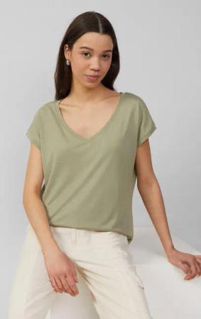 QS Kurzarmshirt Locker geschnittenes T-Shirt aus
