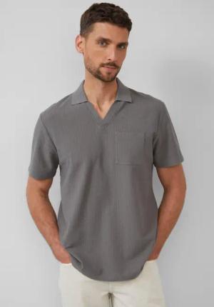 s.Oliver Kurzarmshirt Poloshirt aus Struktur-Jersey mit