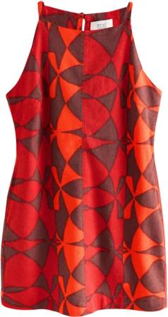 Next Minikleid Ärmelloses Racer-Minikleid, Leinenmix mit