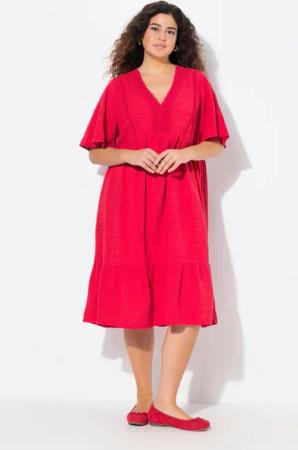 Ulla Popken Midikleid Midikled Seersucker A-Linie