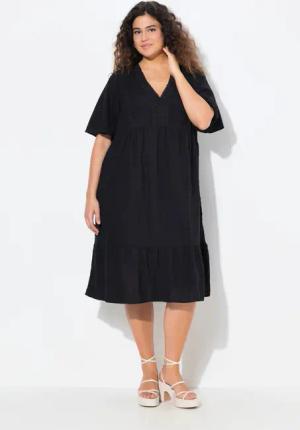 Ulla Popken Midikleid Midikled Seersucker A-Linie