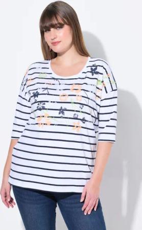 Ulla Popken T-Shirt T-Shirt Ringel Blüten