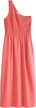 Next Midikleid Schulterfreies, gerafftes Midikleid, Baumwolle