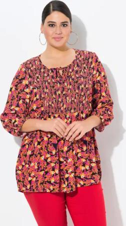 Ulla Popken Tunika Smok-Bluse Patchdruck A-Linie
