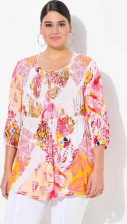 Ulla Popken Tunika Smok-Bluse Patchdruck A-Linie