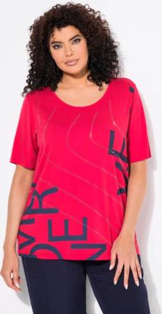 Ulla Popken T-Shirt Shirt Glitzer-Schriftzüge Oversized
