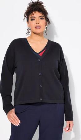 Ulla Popken Strickjacke Strickjacke Doubleface V-Ausschnitt