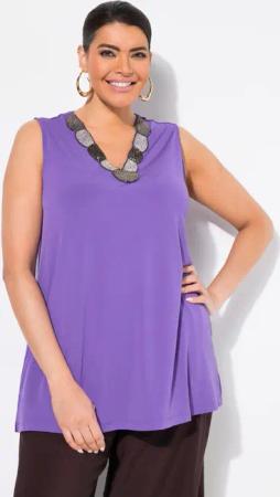 Ulla Popken Longtop Top Perlenstickerei A-Linie