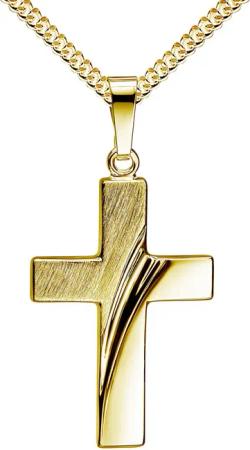 JEVELION Kreuzkette Kreuz Anhänger 585 Gold