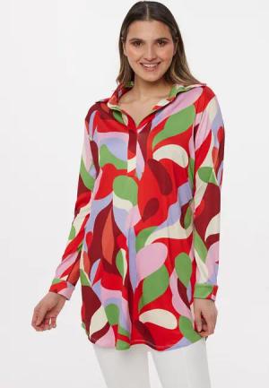 MONACO blue Druckbluse Longbluse figurumspielend im