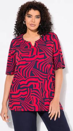 Ulla Popken T-Shirt T-Shirt A-Linie Tunika-Ausschnitt