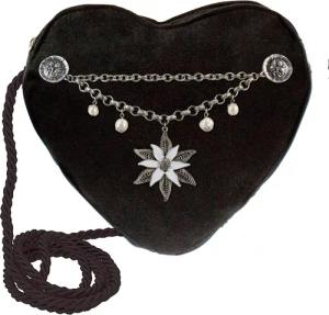 Alpenflüstern Schultertasche Herztasche Edelweiß-Charivari (schwarz), -