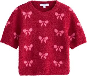 Next Rundhalspullover Kurzarm-Strickpullover mit Schleife (1-tlg)