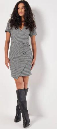 Apricot Druckkleid Bodycon-Kleid, mit Hahnentritt