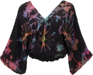 Guru-Shop Longbluse Luftige Batikbluse, Boho Sommerbluse