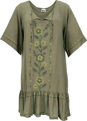 Guru-Shop Midikleid Bestickte Hippie Tunika, Boho