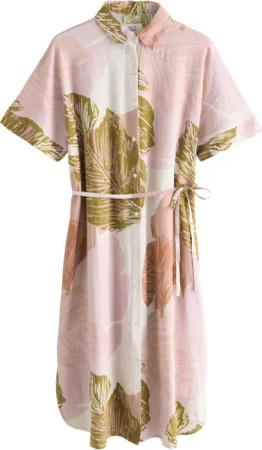 Next Midikleid Kurzärmeliges Midikleid mit Bindegürtel,