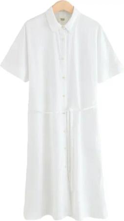 Next Midikleid Kurzärmeliges Midikleid mit Bindegürtel,