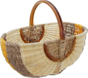 Dekoleidenschaft Einkaufskorb aus Seegras & Rattan,