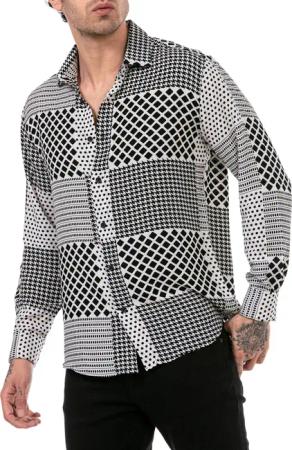 RedBridge Langarmhemd mit modernem Patchwork-Design für