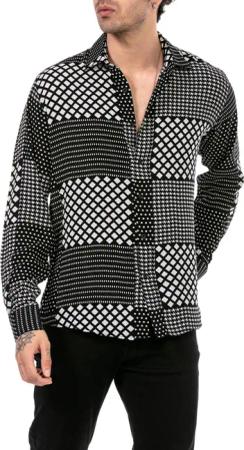 RedBridge Langarmhemd mit modernem Patchwork-Design für