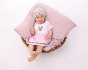 P.Eisenherz Kurzarmbody Dirndl Body''Hirsch'', rosa/weiß mit