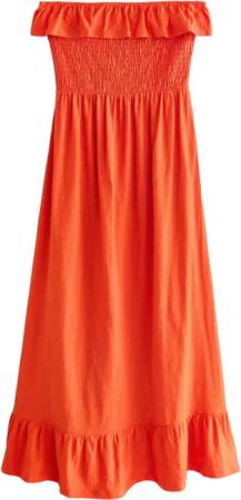 Next Midikleid Sommerkleid Baumwolle Carmenausschnitt und