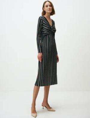 Jimmy Key Midikleid Gestreiftes Midikleid Mit