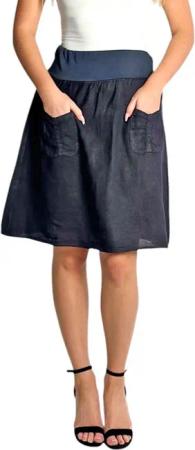 Mississhop A-Linien-Rock Leinen Rock Sommerrock locker