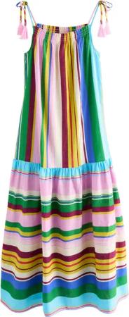 Next Trägerkleid Gestuftes Maxikleid mit tief