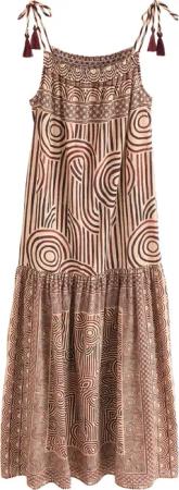 Next Trägerkleid Gestuftes Maxikleid mit tief