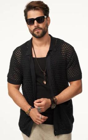 SOULSTAR Poloshirt im Crochet Vintage Summer-Look