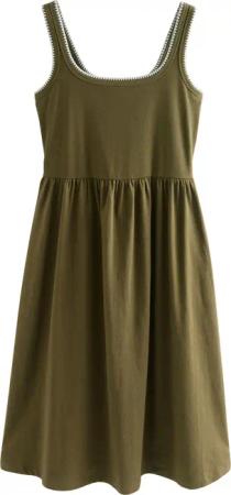 Next Midikleid Midi-Sommerkleid aus Baumwolljersey, Kurzgröße