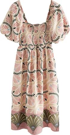 Next Midikleid Schulterfreies Midikleid mit Puffärmeln