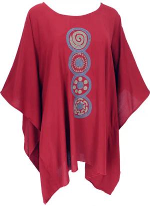 Guru-Shop Longbluse Besticktes Hippie Ponchokleid, Minikleid..
